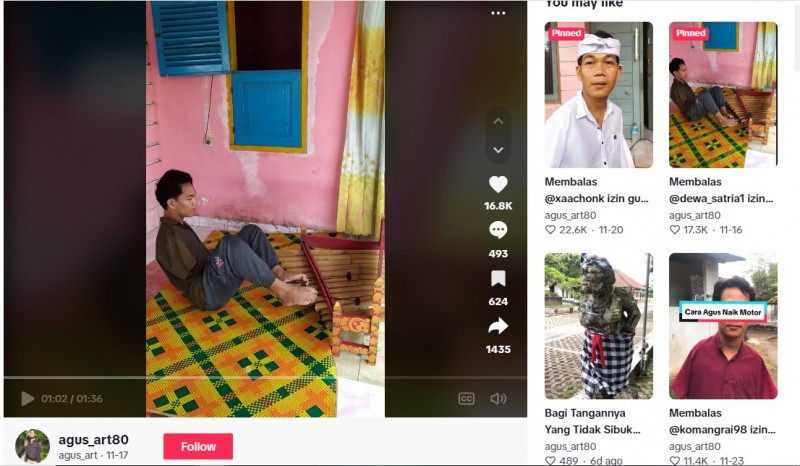 Tangkapan Layar Vidio TikTok Agus Buntung saat Memainkan Gemelan Tangkapan Layar Vidio TikTok Agus Buntung saat Memainkan Gemelan